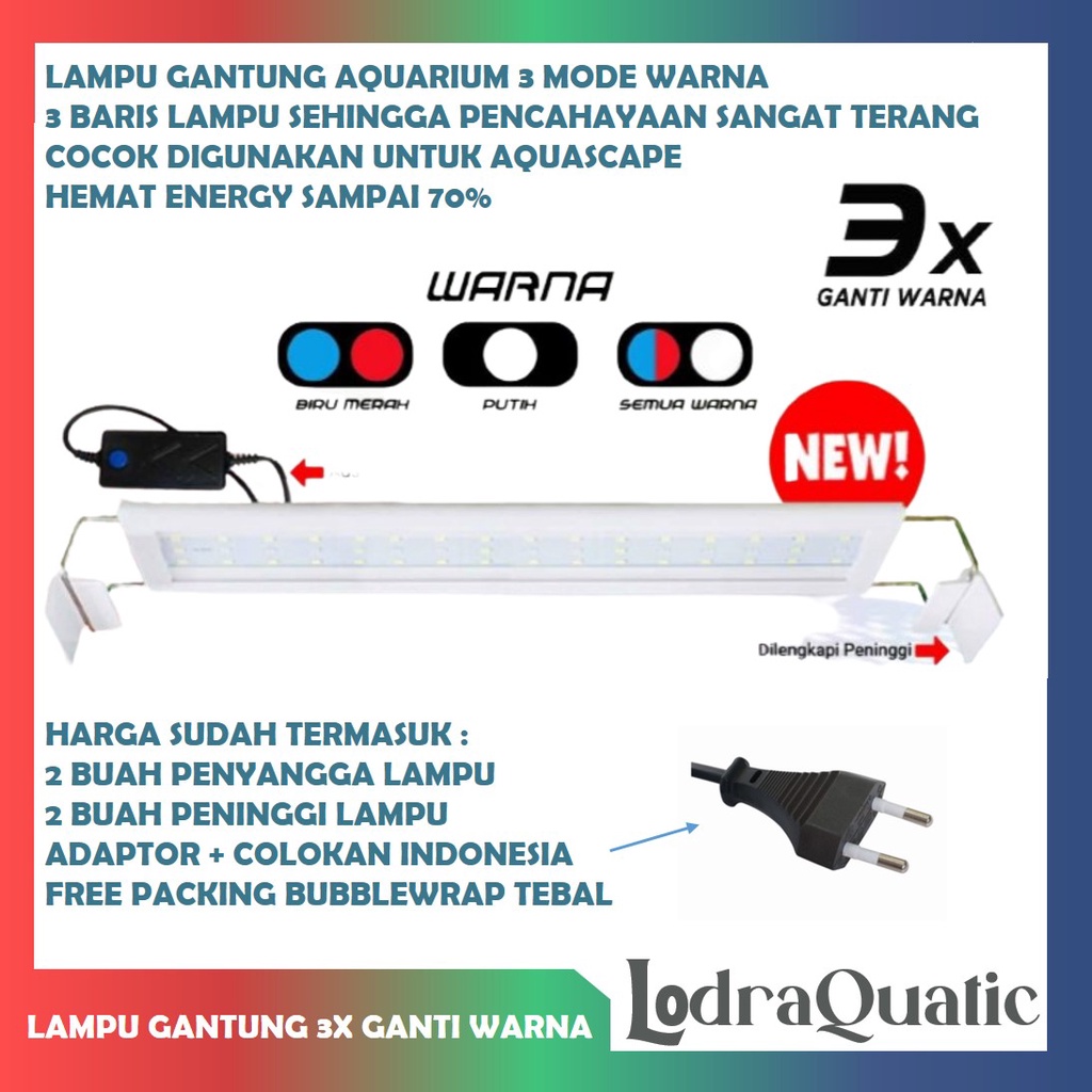 {LAMPU GANTUNG AQUARIUM 3 MODE WARNA} LAMPU AQUARIUM AQUASCAPE 3 MODE WARNA 3 LINE SUPER TERANG ULTRA BRIGHT SAVING ENERGY UKURAN TANK 30-60 LAMPU AQUASCAPE LAMPU GANTUNG AQUARIUM HANGING LED AQUASCAPE LAMPU GANTUNG AQUASCAPE LED AQUARIUM LAMPU ARWANA