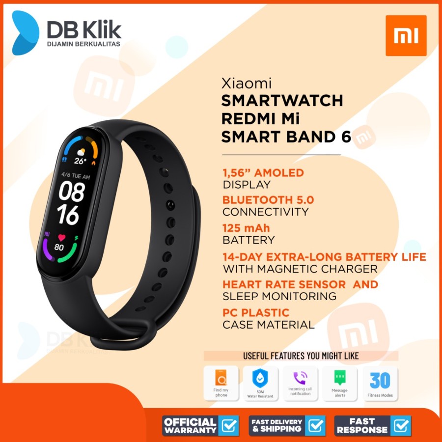 Jual Smartwatch Xiaomi MI Band 6 | Xiaomi Redmi MI Smart Band 6 ...