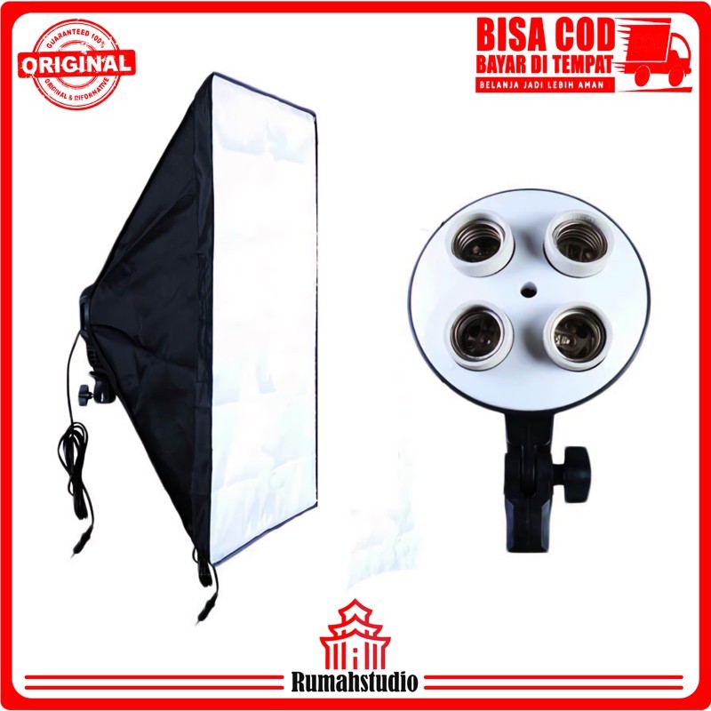 Jual Softbox Reflektor Diffuser Fotografi Studio 50x70cm E27 Four Lamp ...