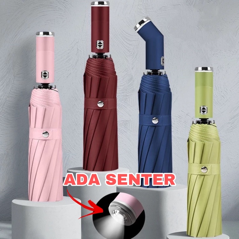 payung lipat otomatis senter automatic umbrella flashlight