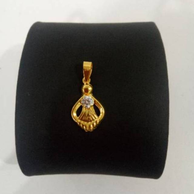 Liontin Emas asli model hati permata putih