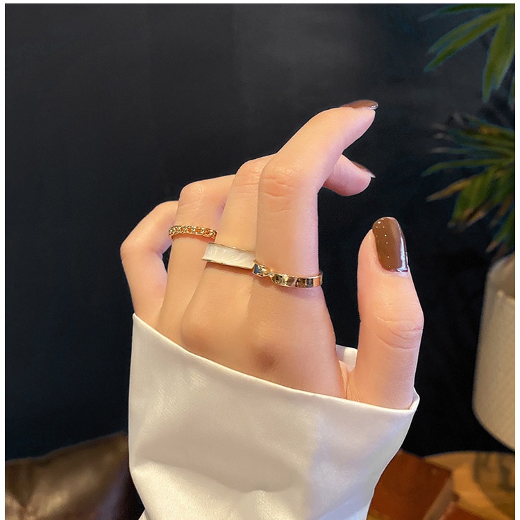 IFYOU 3pcs / set Cincin Silver Gaya Vintage Untuk Wanita