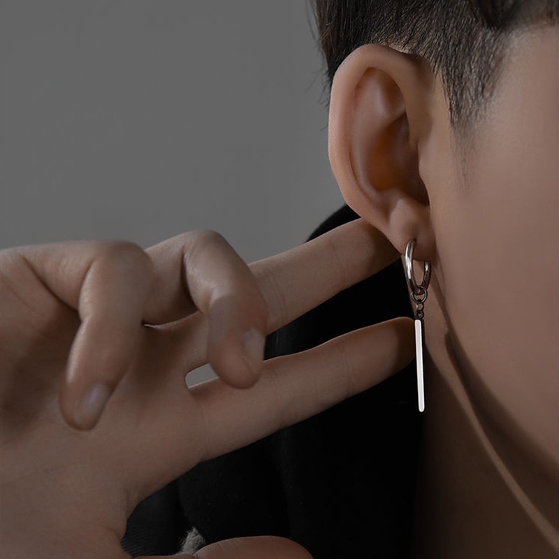 Anting Panjang Bahan Stainless Steel Gaya Hip Hop Untuk Pria Dan Wanita