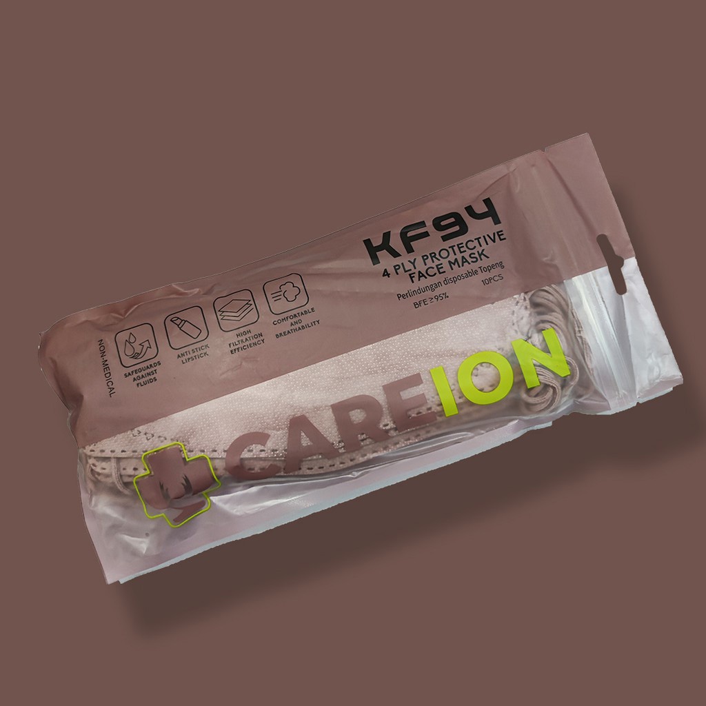 MASKER MODEL CAREION KF94 WARNA SHRIMP PINK ISI 10 PCS