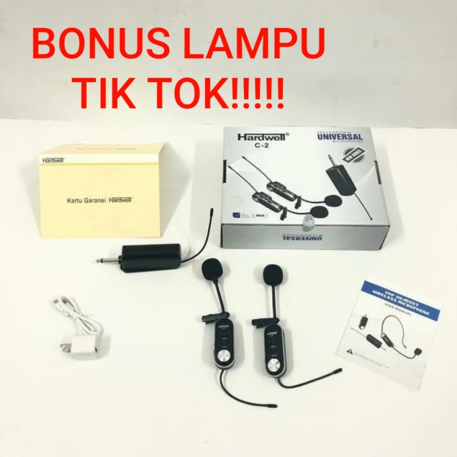 Mic Wireless hardwell C-2 C2 mic clip on mic imam (BONUS LAMPU TIK TOK!!)