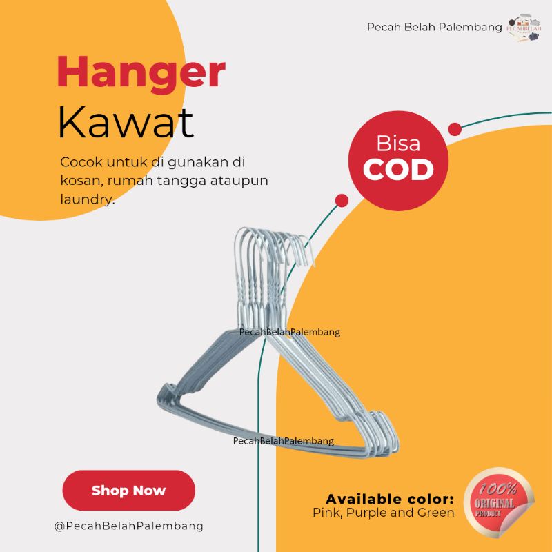 Hanger Kawat / Gantungan Baju Kawat Murah Lusinan untuk dewasa 1pack isi 10pcs