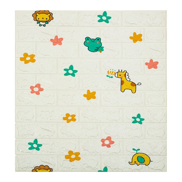 Wallpaper Foam/Wallfoam Stiker Dinding Kamar 3D Emboss High Quality Motif Bata Anak-Anak-Animal Flower