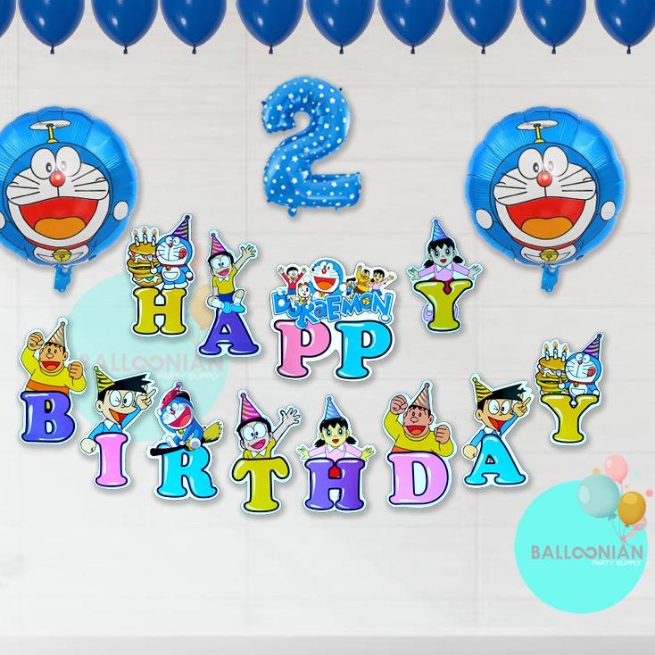 DORAEMON SIMPLE DEKORASI SET/BALON FOIL/DEKORASI ULANG TAHUN ANAK/PAKET BALON ULTAH