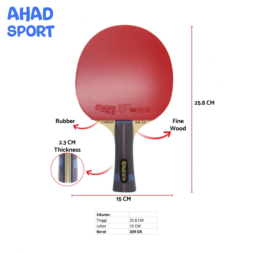 Bet Katana Carbon KB-08 Bat Tenis Meja Pingpong Original