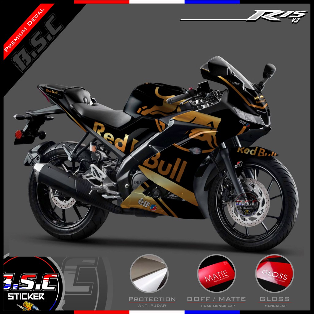Sticker Decal Full Body R15 V3 LED Motif Banteng Gold