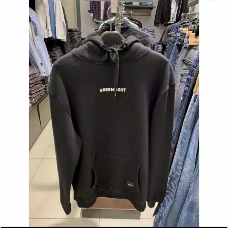 hoodie greenlight/ jaket greenlight/ sweater greenlight / hoodie sweater ariel / sweaterhoodie pria-Hitam
