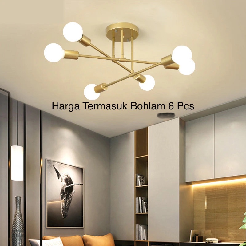 Lampu LED Plafon Modern Minimalis Ceiling Light 6 Bohlam