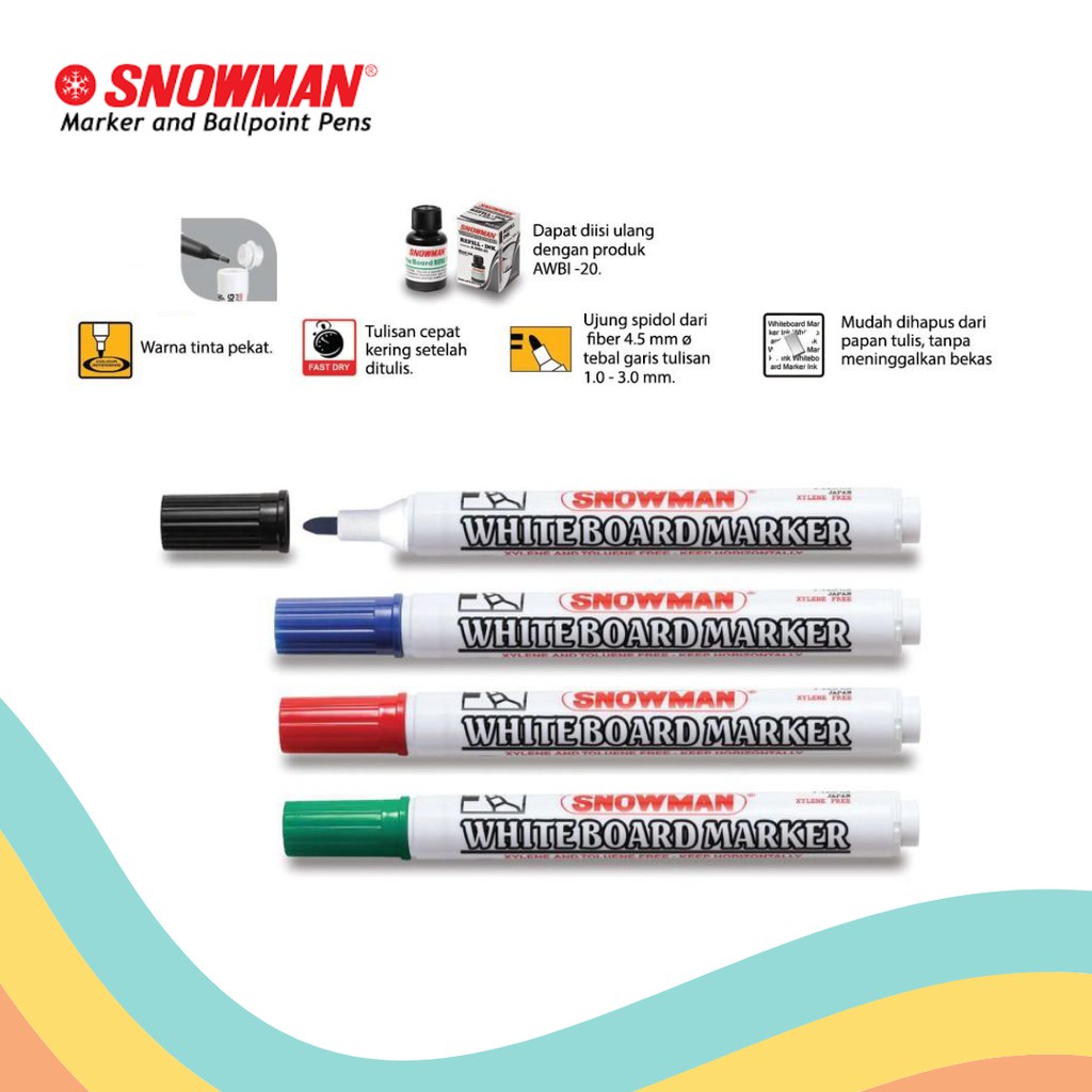 

Spidol Snowman WB Whiteboard Marker ABG 12 1 Pcs