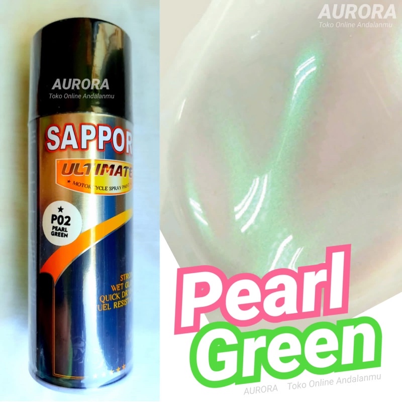 Pilox Sapporo Ultimate Pearl Green P02 Lembayung Hijau 400ml Cat Pilok Pylox Mengkilap Gloss Mutiara