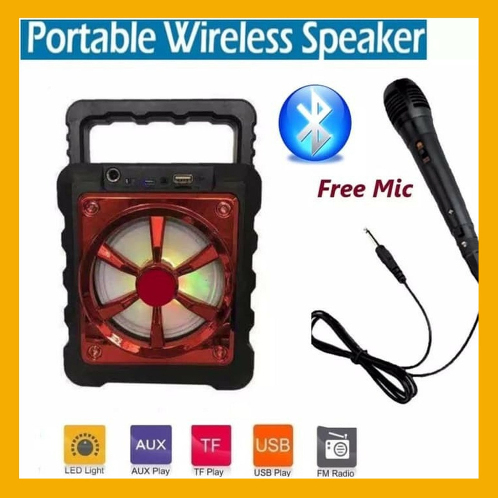 SPEAKER KARAOKE WIRELES/SPEAKER BLUETOOTH KARAOKE BT F-1914 FREE MICROPHONE PLAY USB/BT/AUX/TF CARD-XJ