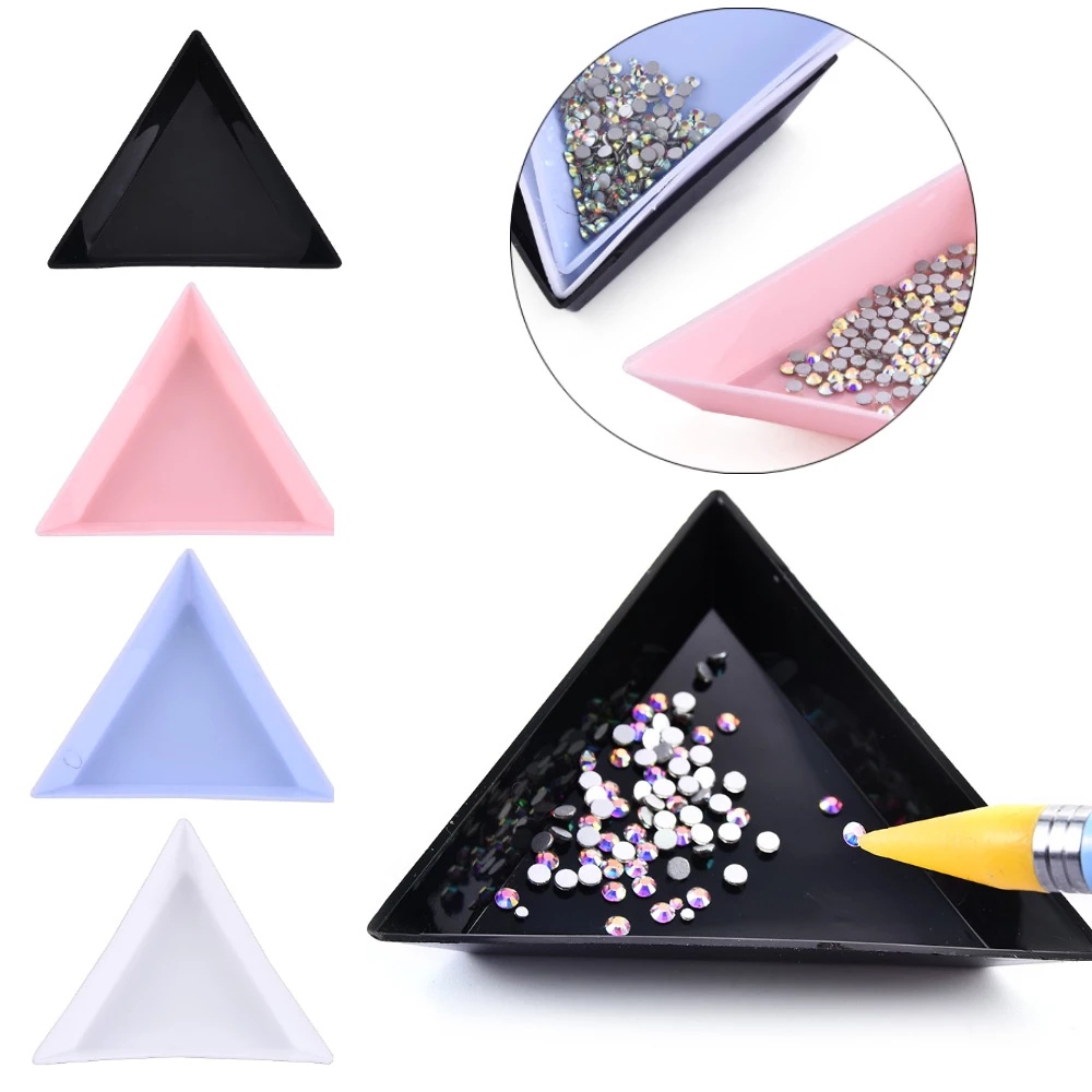 3 Pcs Plastic Triangular Tray Rhinestone Diamond Storage Box / Nail Jewelry Beads Organizer Container Jewelry Tray Holder DIY Tools