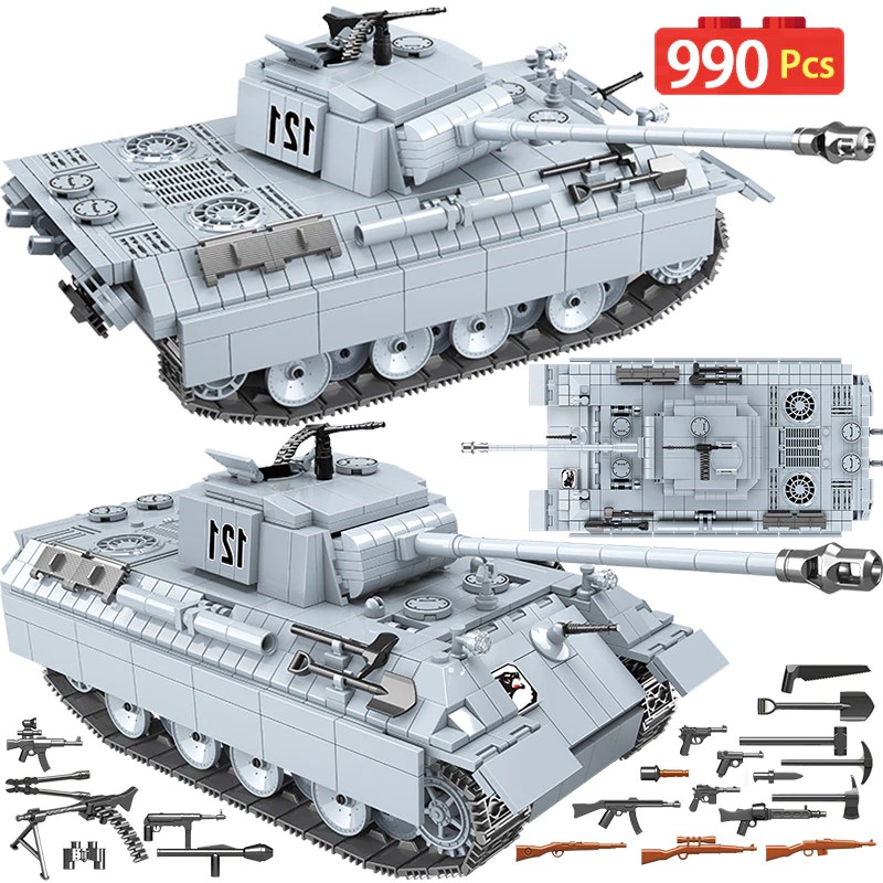 Mainan Lego Anak 990PCS Military Panther Tank 121 Building Blocks Legoing Technic City WW2 Tank