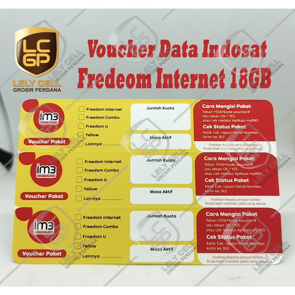 Voucher Indosat Freedom Internet 18GB