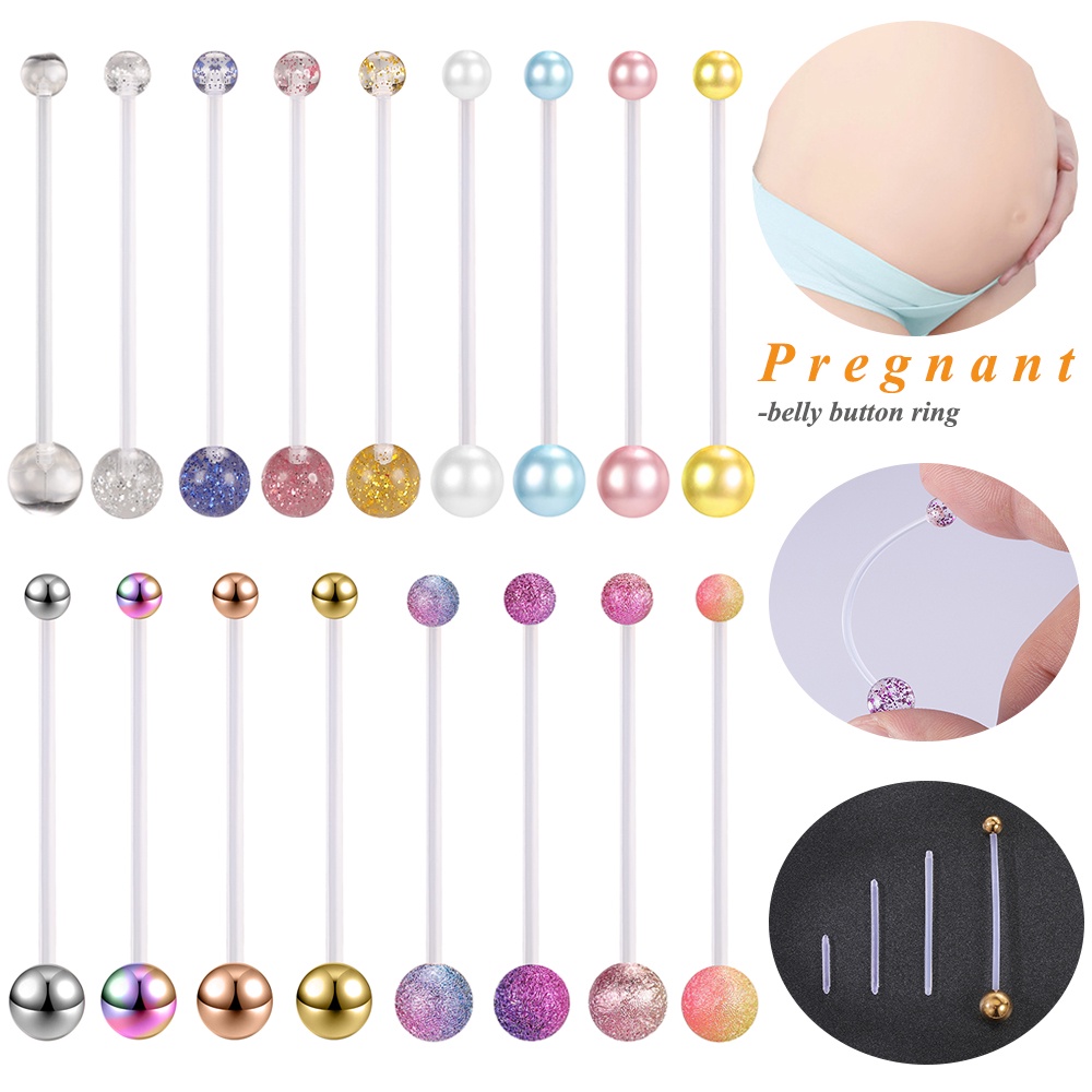 1pc Anting Tindik Perut / Pusar 14g Bahan Akrilik Bioplast Flexible Untuk Wanita Hamil