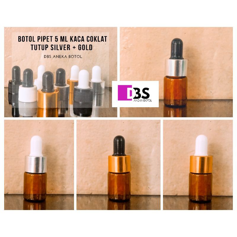 BOTOL PIPET 5ML LIST GOLD / BOTOL SERUM 5ML COKLAT
