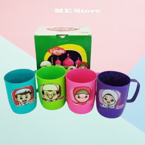 Mug Family Set isi 4 Karakater Cangkir Family Geas Set karakter Famili