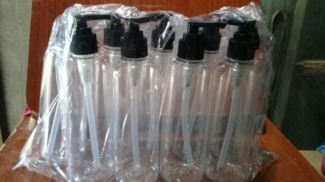 Botol Pet 250 Ml Natural Pump Hitam