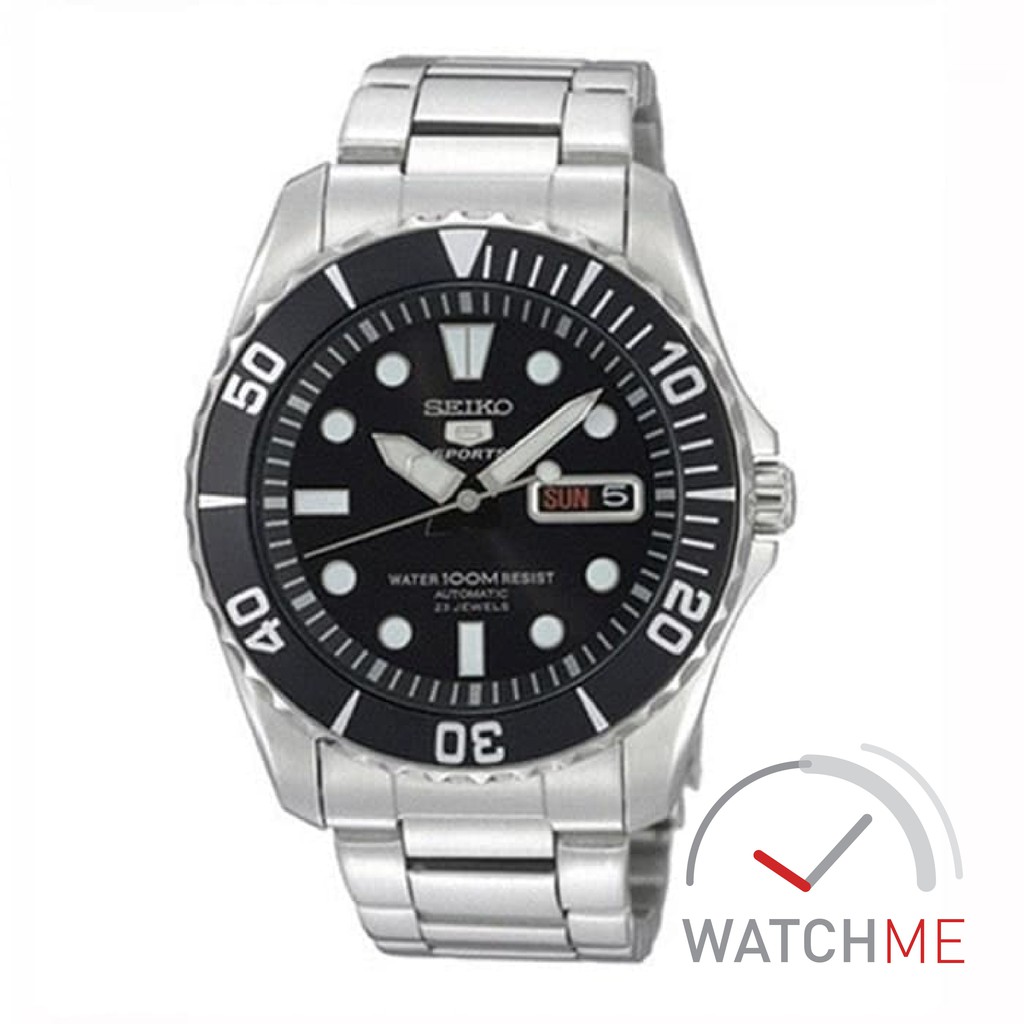 Jam Tangan Seiko 5 SNZF17K1 Automatic Black Dial 100m Stainless Steel Original Bergaransi