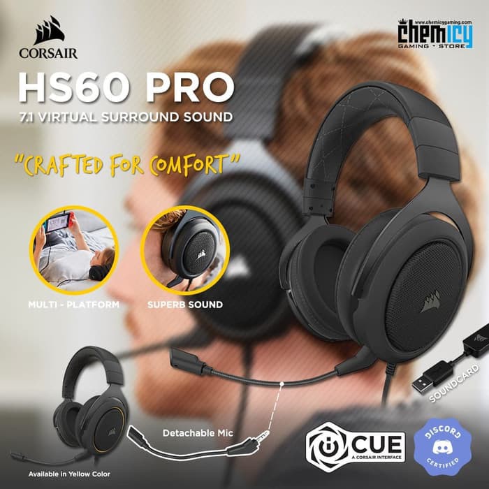 Corsair HS60 Pro 7.1 Surround Sound Gaming Headset with USB DAC