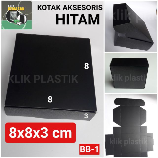 

KOTAK AKSESORIS HITAM 8X8X3/KOTAK SOUVENIR PILLOW BOX BUNGKUS KADO