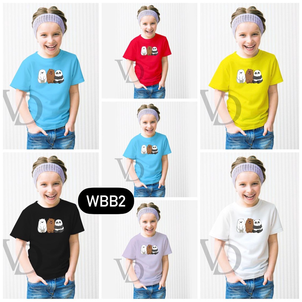 Kaos Anak Perempuan &amp; Laki - laki Unisex We BARE bear WBB panda grizzly bear / kaos anak lucu / baju