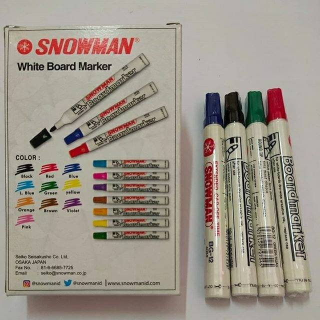

SPIDOL WHITEBOARD SNOWMAN BG12 HITAM MERAH BIRU HIJAU