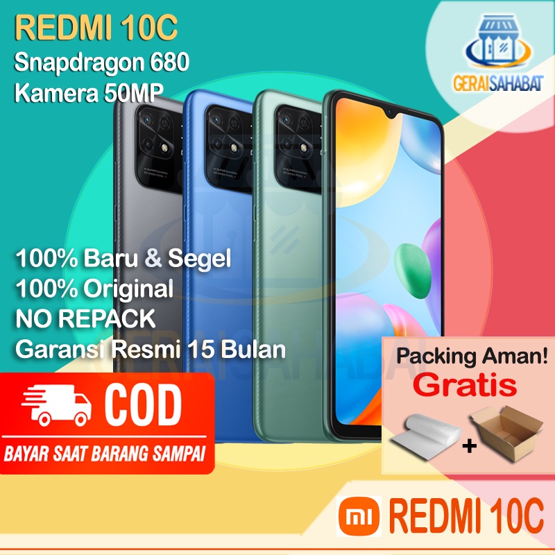 redmi 10c snapdragon 680 4 64gb 4 128gb garansi resmi xiaomi indonesia
