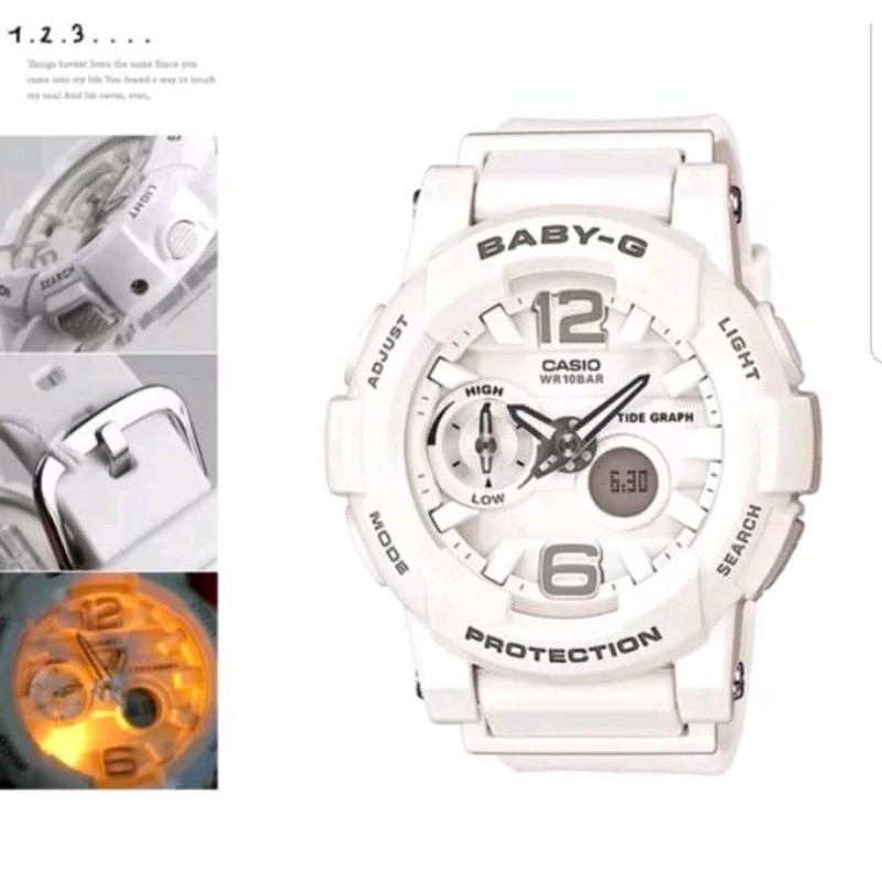 Jam Tangan Wanita Casio Baby G BabyG BGA 180 BGA180 FullWhite Ori BM