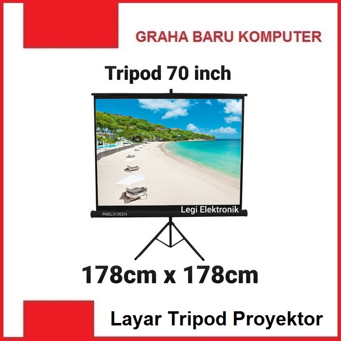 Pixel Layar Tripod Proyektor 70 Inch Projector Screen