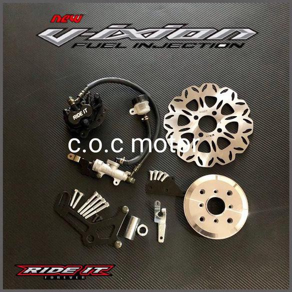 Kaliper Cakram Set Yamaha Vixion Old Lama Byson Modif Rem Piringan Double Disc Belakang Plus Breket