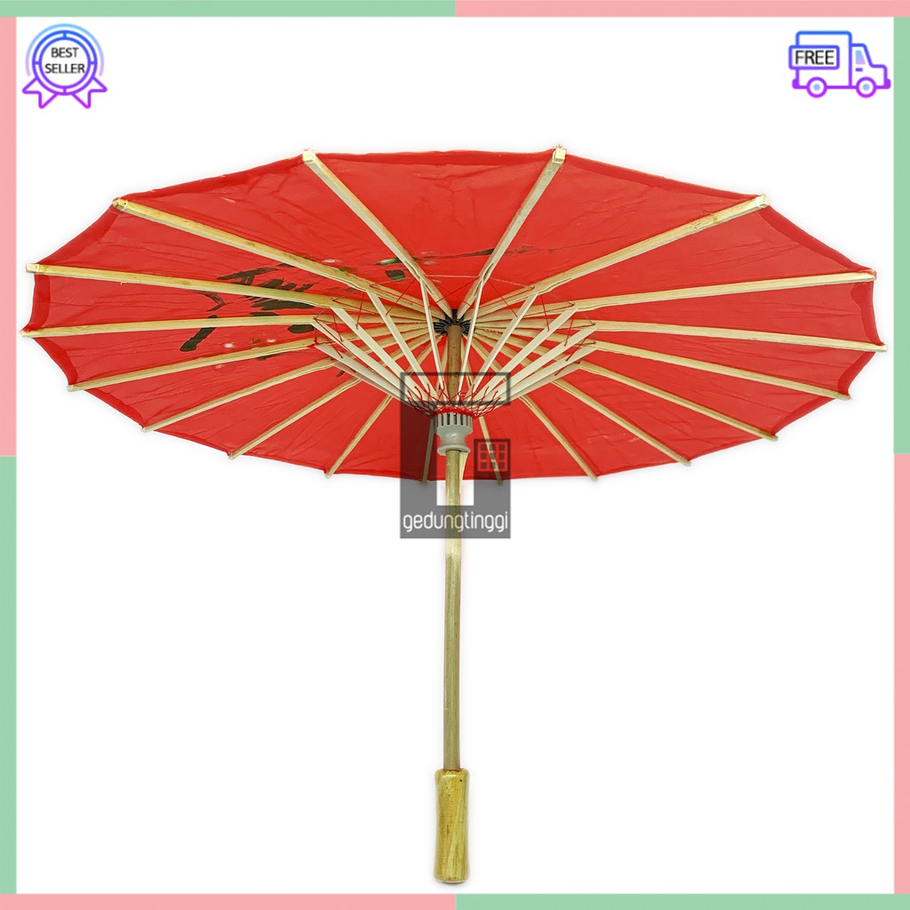 Payung Bambu Menari Nari Dekorasi Imlek Jepang Japan China Cina Korea Motif Lukisan Gambar Karakter Meihwa Meihua Mehwa Sakura Merah Mini Lipat Buka Tutup Murah Anak Dewasa Bamboo Umbrella