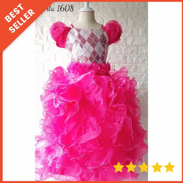 DRESS TUTU PESTA ANAK IMPORT BUNGA 2-8 TAHUN MEWAH CAPE / GAUN PENGANTIN ANAK BUNGA MEWAH / BAJU KOSTUM PESTA ANAK PRINCESS UNICORN