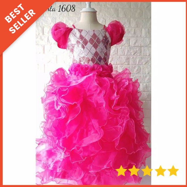 DRESS TUTU PESTA ANAK IMPORT BUNGA 2-8 TAHUN MEWAH CAPE / GAUN PENGANTIN ANAK BUNGA MEWAH / BAJU KOSTUM PESTA ANAK PRINCESS UNICORN