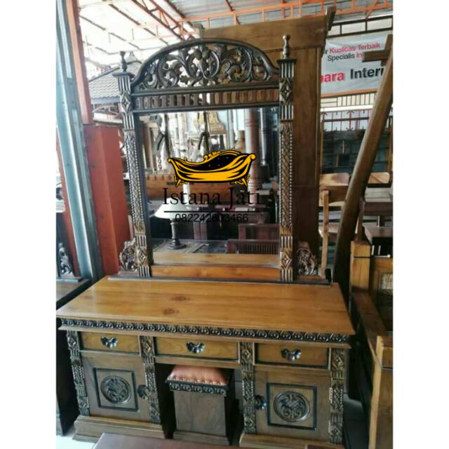 Meja rias rahwana jati/meja rias cinta jati/meja rias kartini duco/figura kaca modern jati/nakas