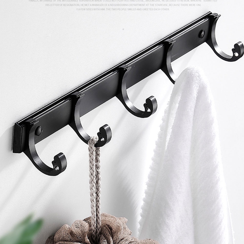 Bisa COD Rak Gantungan Handuk Kamar Mandi Bathroom Towel Holder Moveable Row Hook - YUJIE A06-4