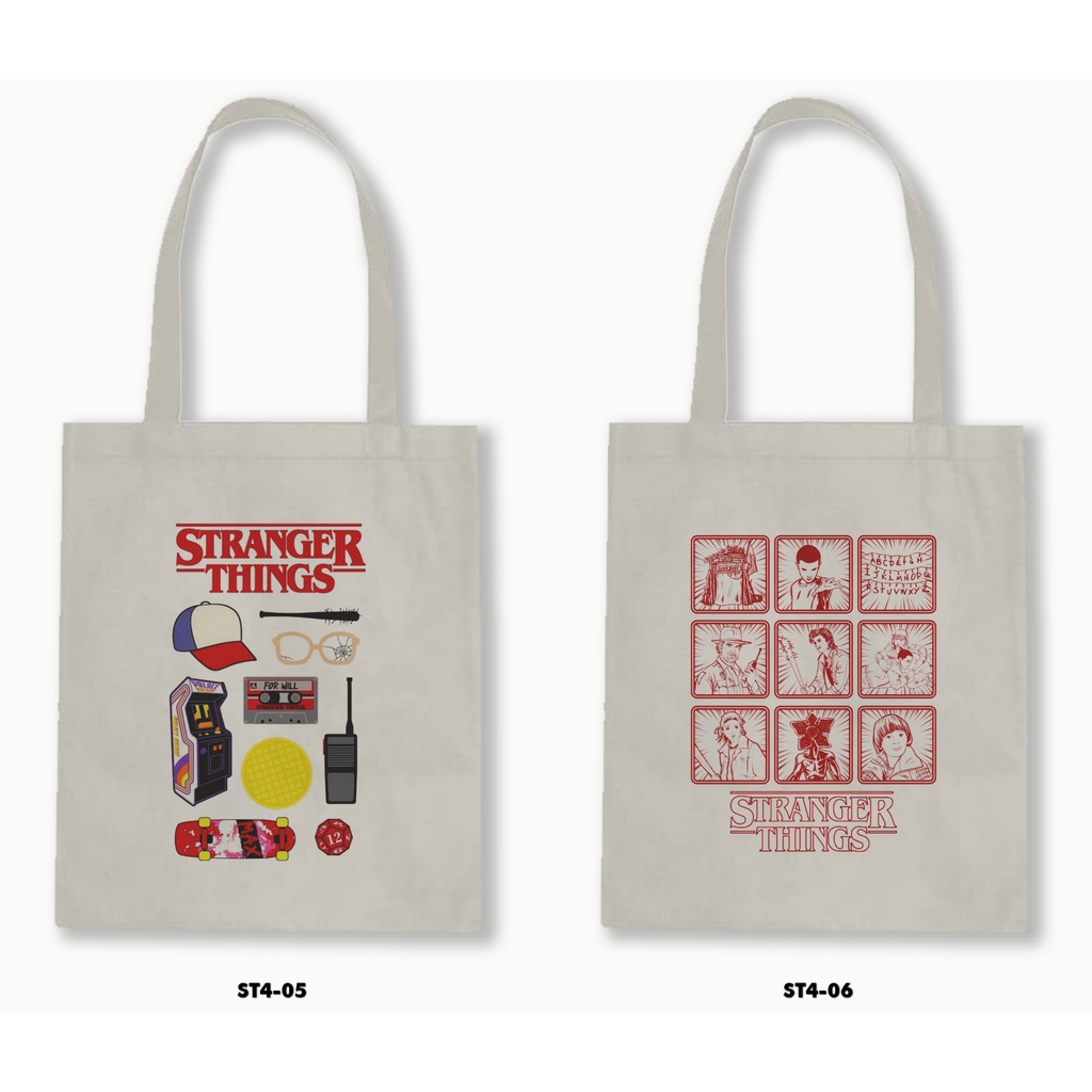 Tas Tote Bag Resleting Kanvas/Blacu  - Stranger Things 4