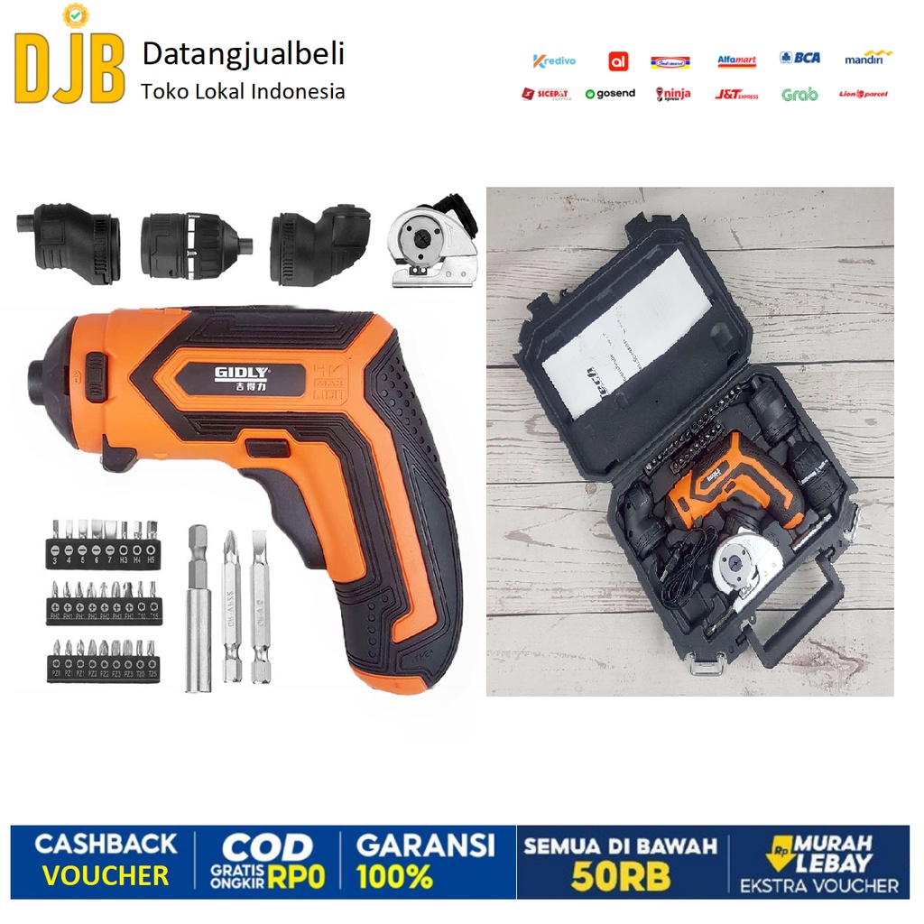 GIDLY Bor Elektrik 4 in 1 Wireless Electric Cordless Power Drill 4V with Box - 5003604