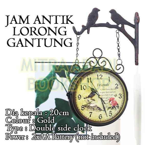 Jam Antik Dinding Stasiun Cafe Lorong Jalan Vintage Model 2 Sisi