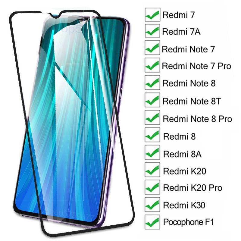 9D Screen Protective Glass On The Redmi 8 8A 7 7A K20 K30 For Xiaomi Pocophone F1 Redmi Note 8 8T 7 Pro Tempered Glas Film Case