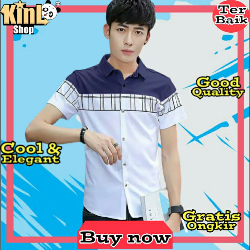 Baju cowok kameja pria kemeja pria kemeja lengan pendek cowok cowo laki laki kasual keren JK 165