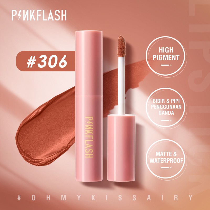 PINKFLASH OhMyKissAiry Kiss Air Matte Waterproof Transferproof Lip & Cheek Tint Lipstick 306