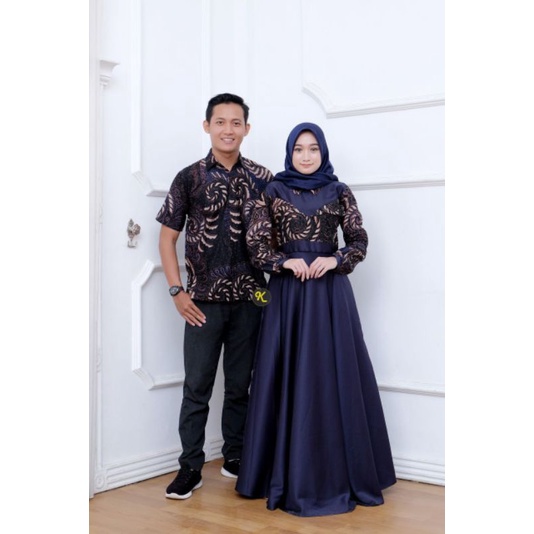 Bisa Pisah Batik Couple Keluarga Sania Ruffle Ori Ndoro Jowi TERMURAH Velvet Navy Original Afiani - Baju batik Keluarga Sarimbit Ayah Ibu Dan Anak - Batik