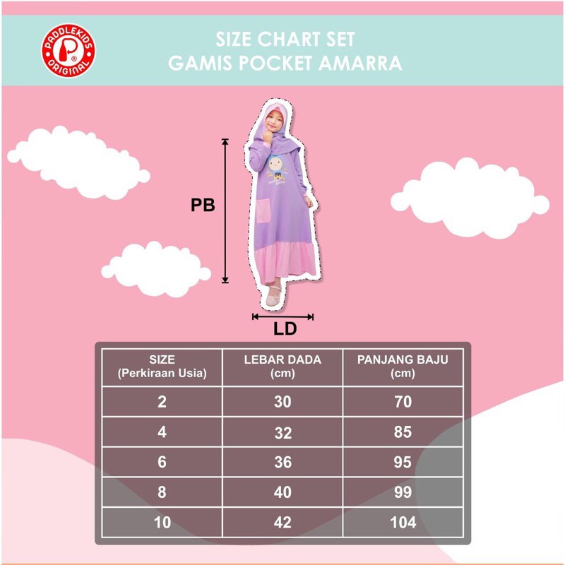 SET GAMIS POCKET AMARRA PADDLE KIDS | GAMIS PADDLEKIDS 2-10 tahun nablfashion