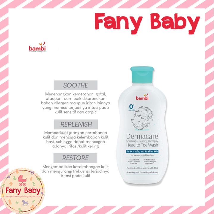 BAMBI BABY DERMACARE DAILY SOOTHING &amp; CALMING THERAPY HEAD TO TOE WASH 200ML