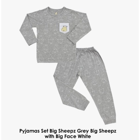 Baa Baa Sheepz - Bamboo Long Pyjamas Big Sheepz Grey (Piyama Bayi)